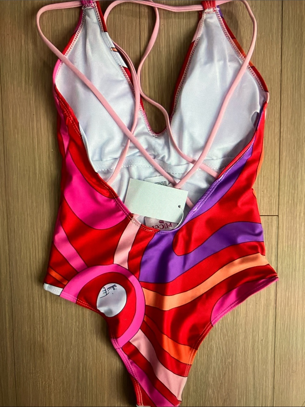 Emilio Pucci Red, Pink & Purple Swirl One-Piece Swimsuit - Picture 2 of 8